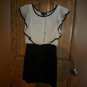 Amy Byer black and white dress with chain necklace girls size 10
